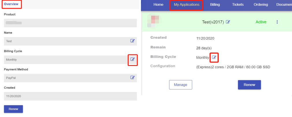 Change billing cycle